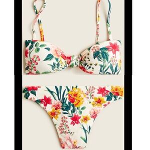 J Crew Knot Bandeau / High Leg Bottom / Sarong in Vintage Floral